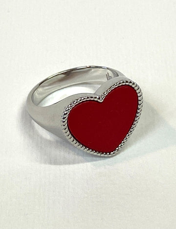 Valencia Heart Ring In Silver Red Agate